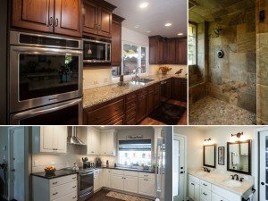 Sample images of kitchen and bathroom remodel projects.