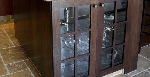 Kitchen remodeling projects - Julian home. Detail of custom crystal cabinet.